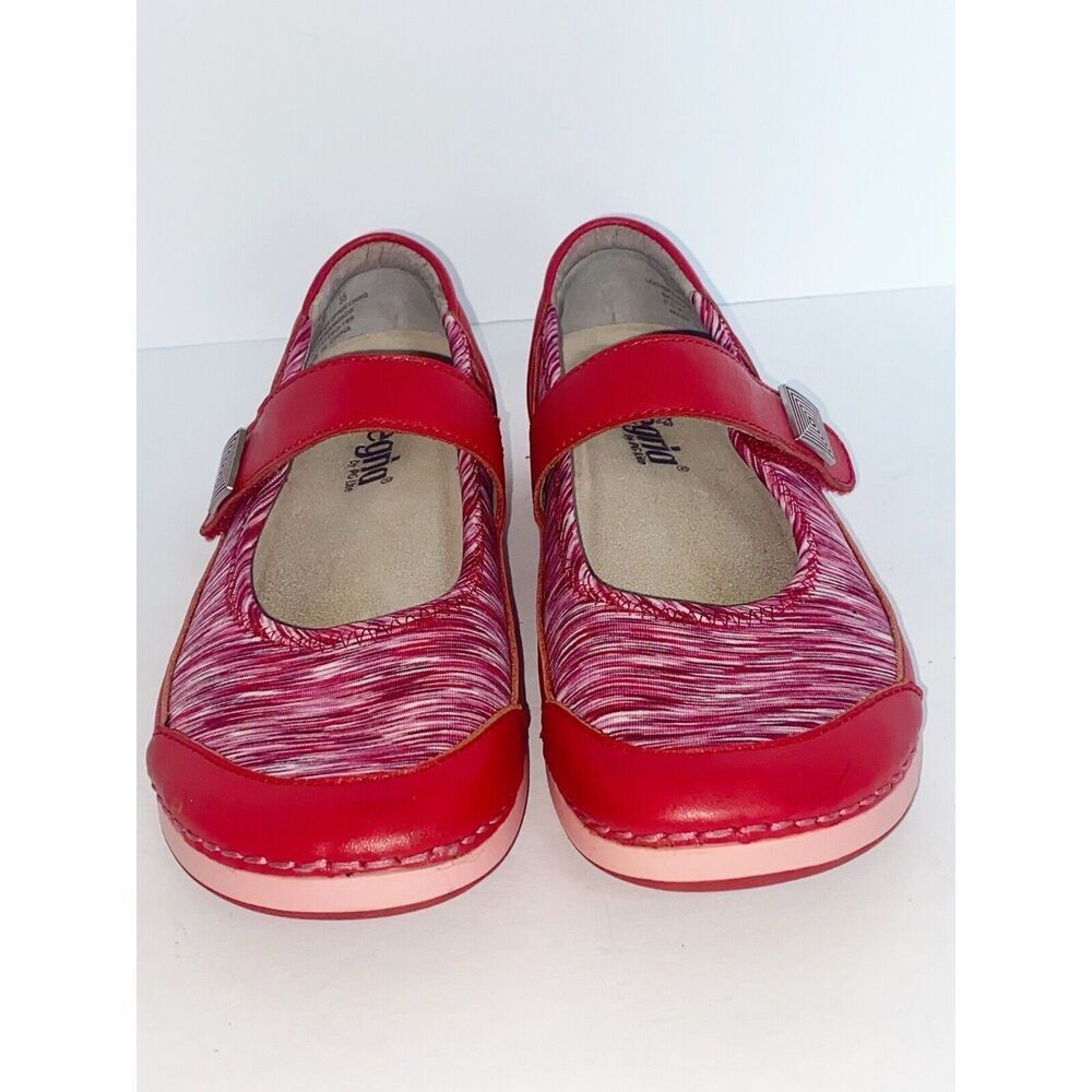 Alegria Shoes Red Mary Jane Slip On Sneaker Stretch Comfort Cushion Y2K 35/5-5.5 - Picture 5 of 15